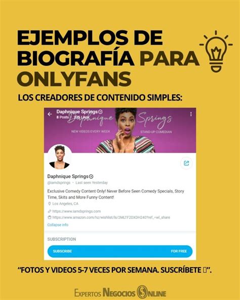 Descubre los mejores ejemplos de biografía para OnlyFans